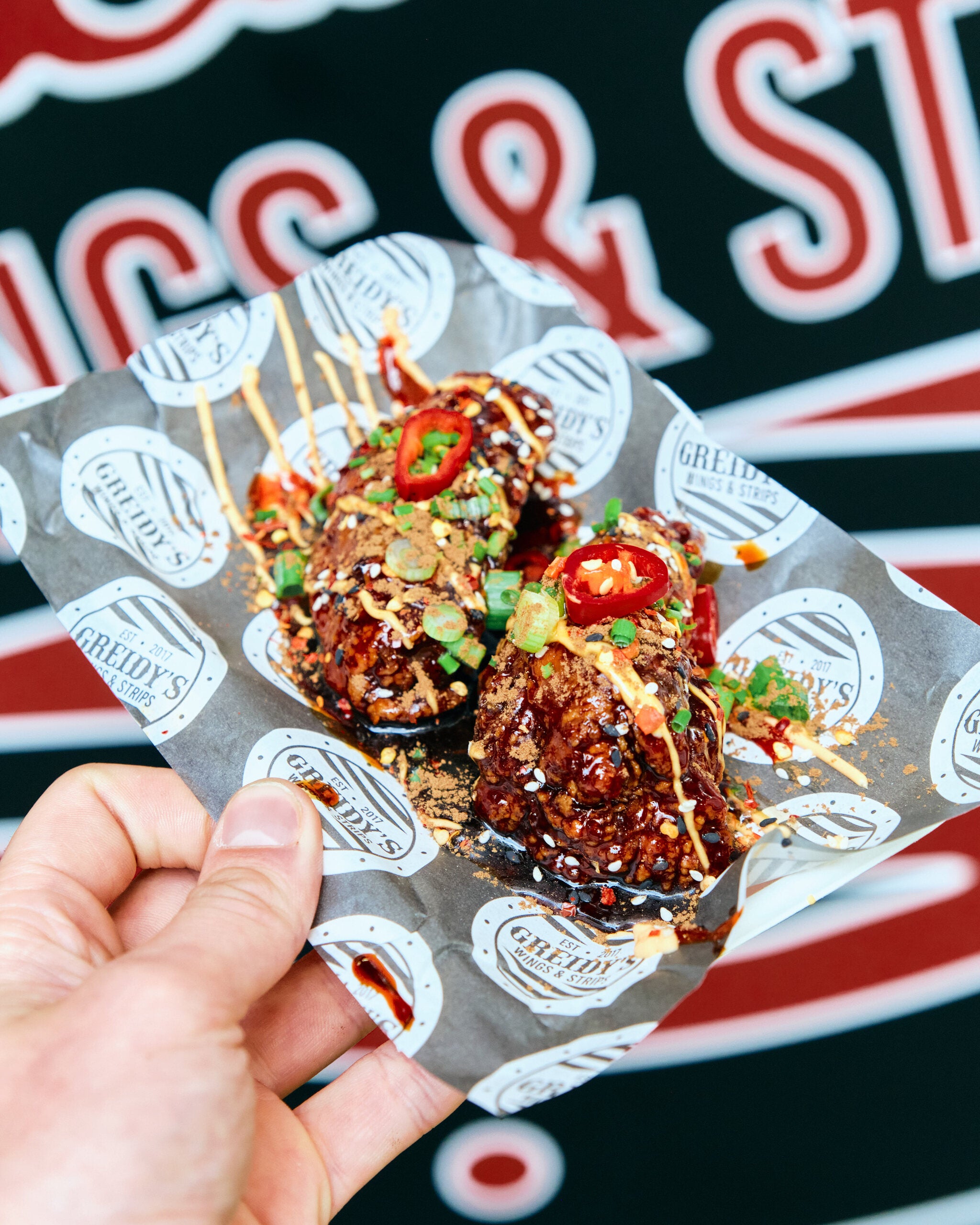WingJam London Enjoying the Best Chicken Wings, WingJam 2024 A Festival for London Foodies, WingJam London Fun Chicken Wings, mouthwatering wings from greidy's at wingjam